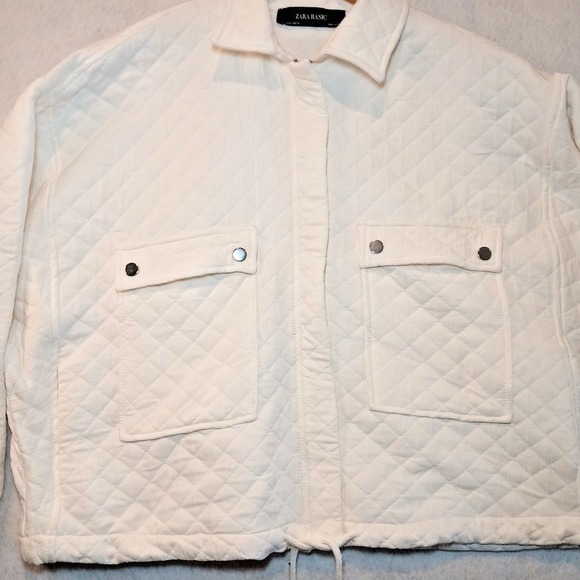 ZARA Quilted Jacket Pockets Zipper Diamond quilted jacket Boxy Layer - Picture 2 of 8